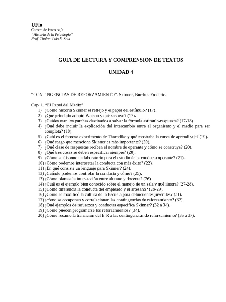 U4 Skinner Contingencias Rfzo Cap1 | PDF