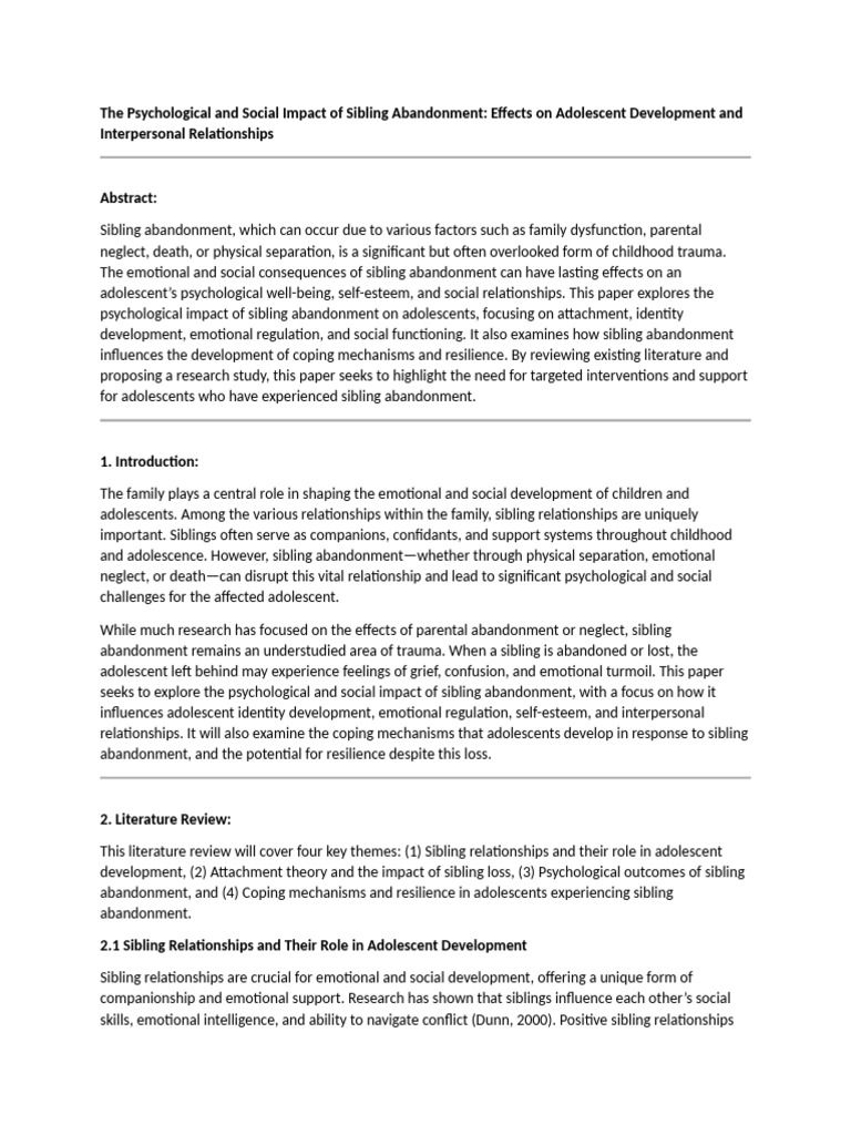 Impact of Sibling Abandonment on Teens | PDF | Attachment Theory ...