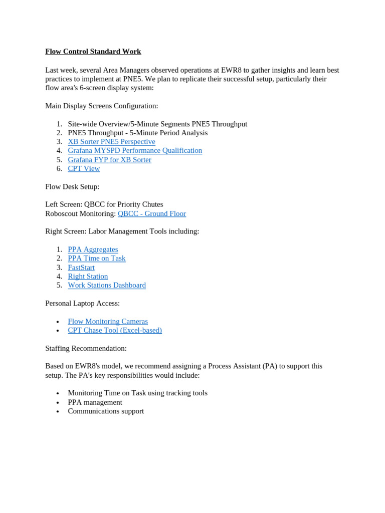 Flow Control Standard Work Document - 7.7.25 | PDF