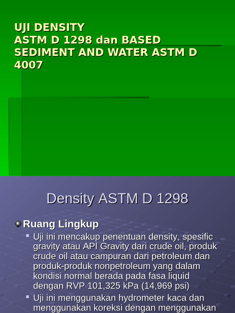 Uji Density Astm D 1298 Dan Based Sediment | PDF