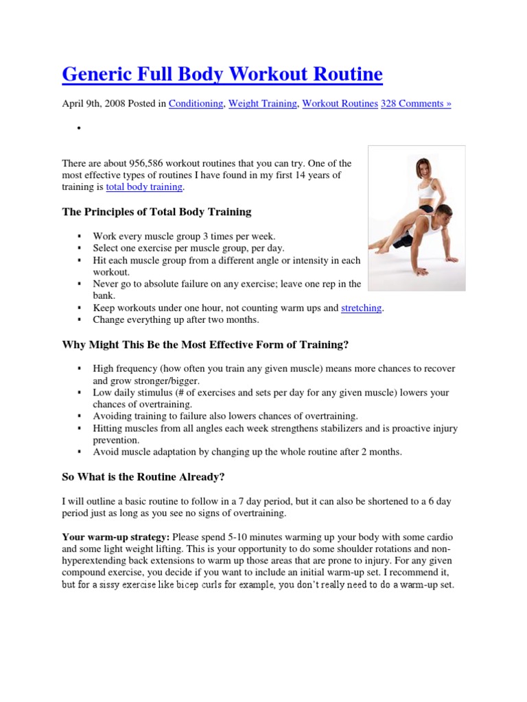 Generic Full Body Workout Routine | PDF | Weight Training | Physical ...