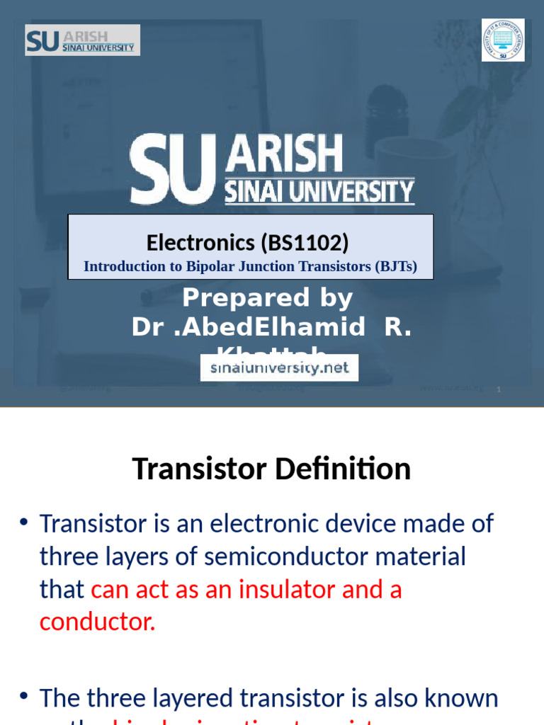 Lecture (8) Introduction To Bipolar Junction Transistors (BJTS) | PDF ...