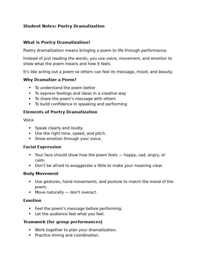 SN - Poetry Dramatization | PDF