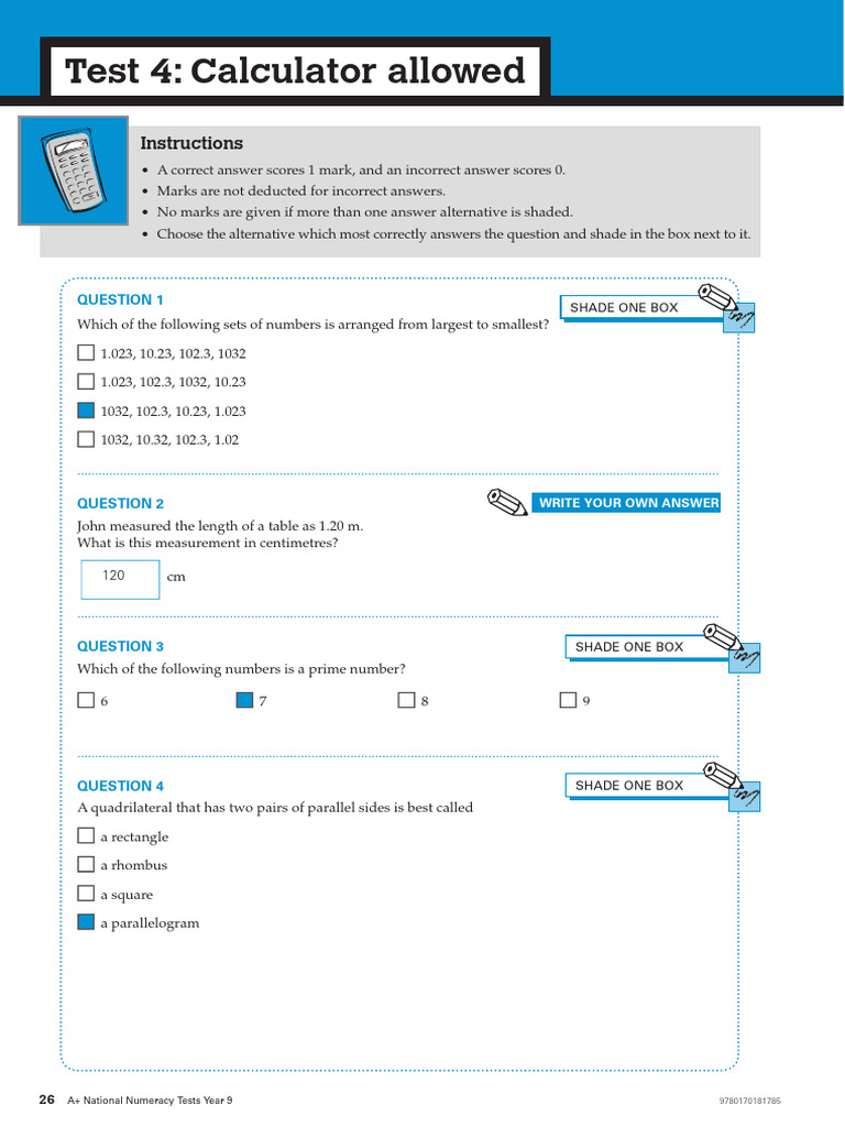 Year 9 National Numeracy Test Guide | PDF | Area | Elementary Geometry