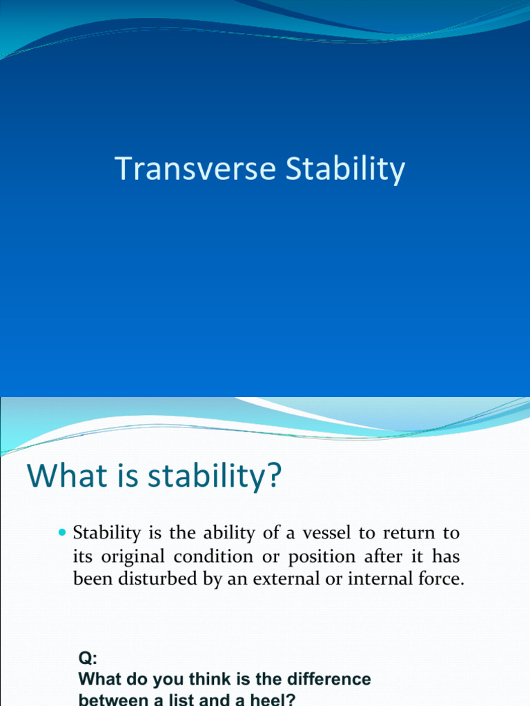 Introduction to Transverse Stability | PDF | Buoyancy | Physical Quantities