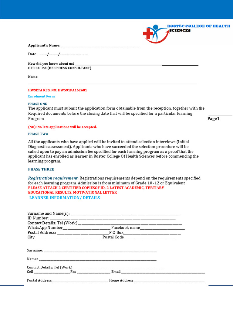 Rostec Health Registration Form 2020 | PDF | Payments | Fee