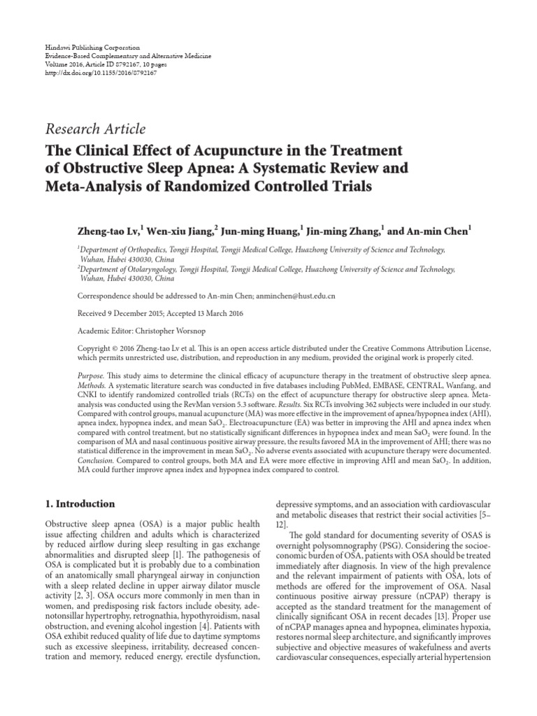 The Clinical Effect of Acupuncture in the Treatment | PDF | Systematic ...