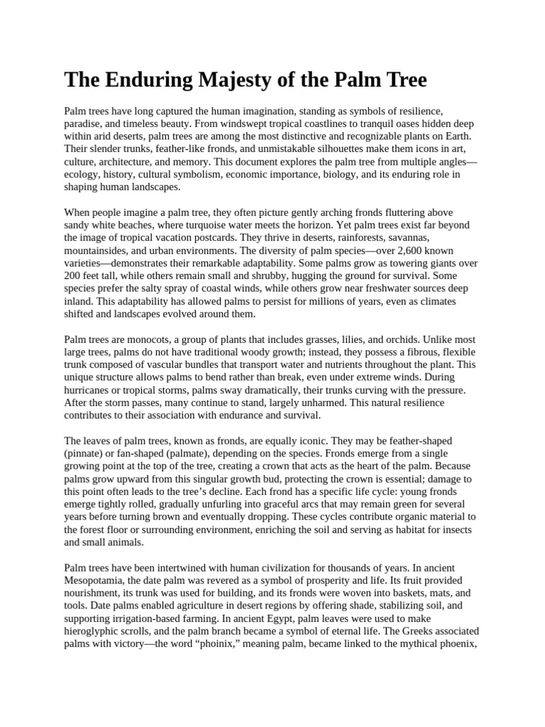 The Cultural and Ecological Significance of Palm Trees | PDF ...