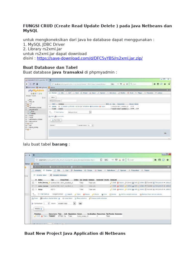 CRUD Java MySQL di NetBeans Tutorial | PDF