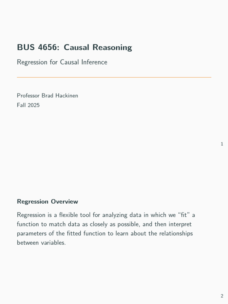 BUS 4656: Causal Reasoning: Regression For Causal Inference | PDF ...