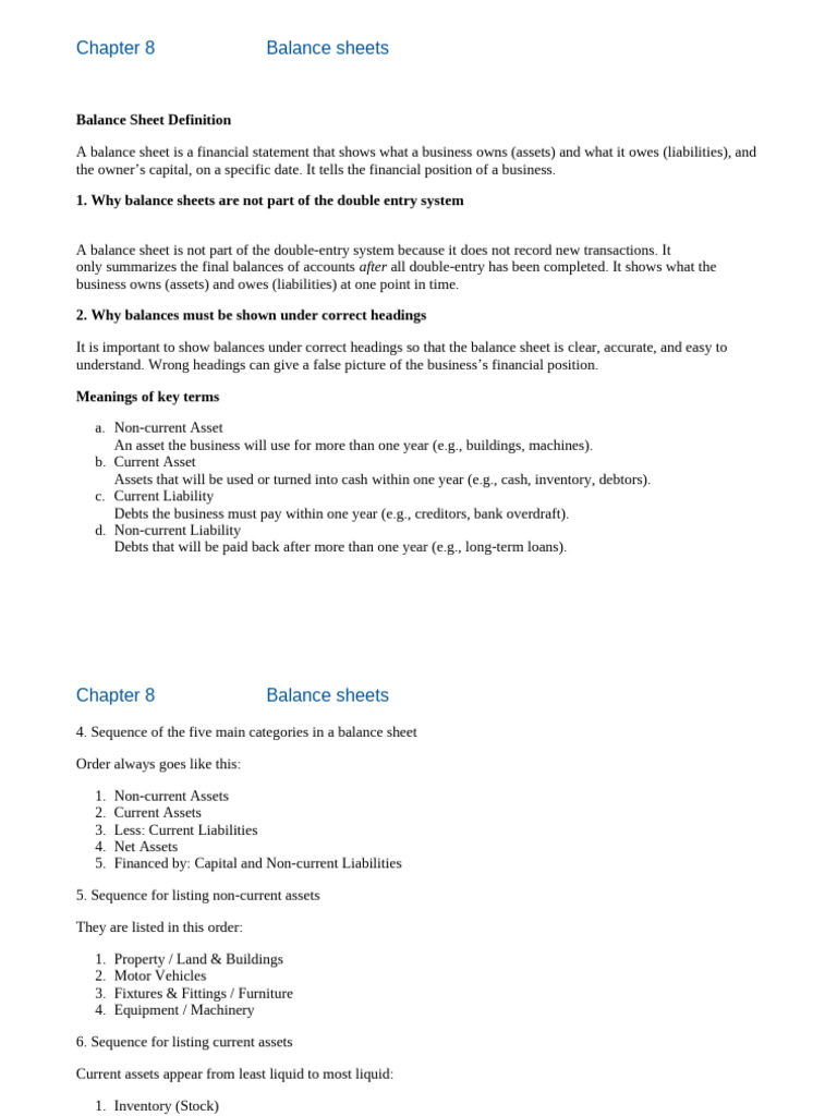 Chapter 8 Balance Sheet | PDF | Balance Sheet | Economies