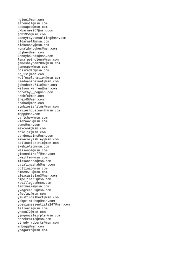 List of Email Addresses | PDF