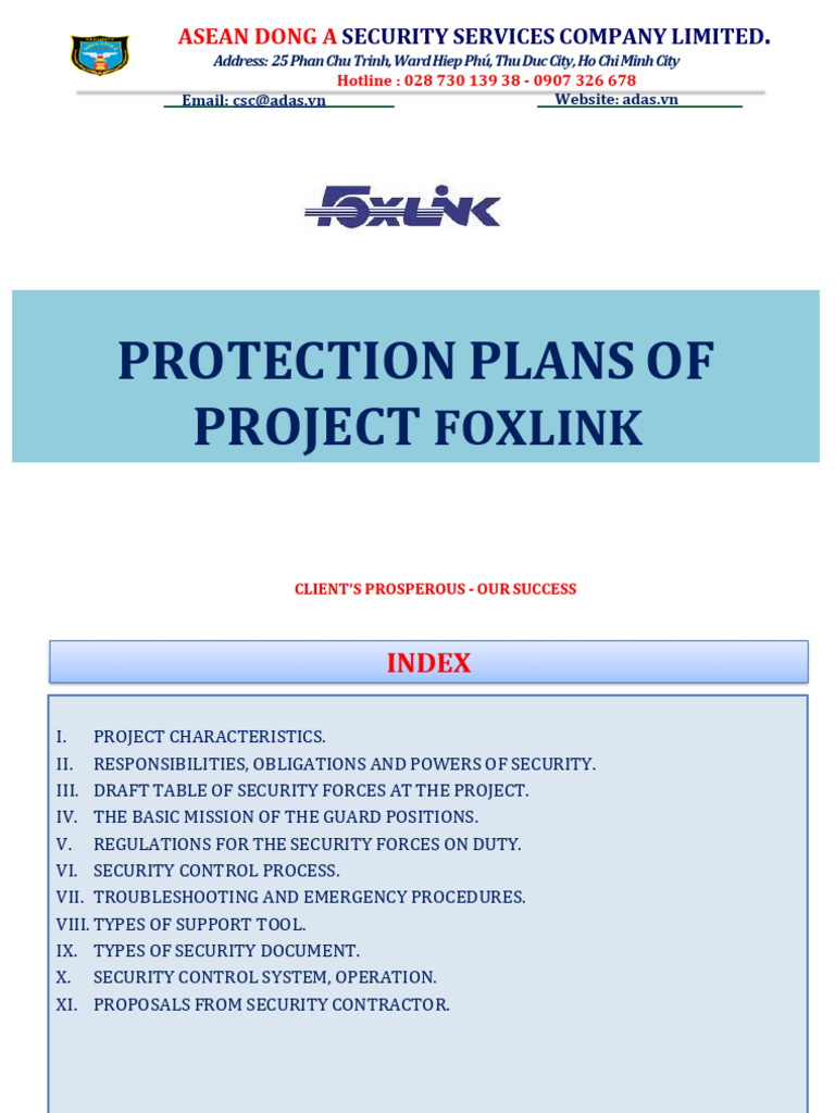Security Plan for Project Foxlink | PDF | Security Guard | Occupational ...