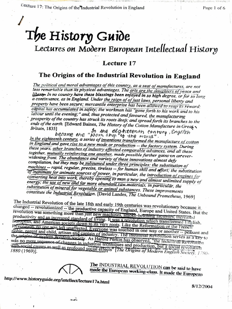 Origins of the Industrial Revolution | PDF | Spinning (Textiles ...