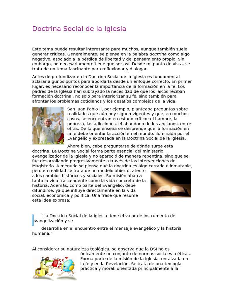 Doctrina Social de la Iglesia: Principios y Valores | PDF