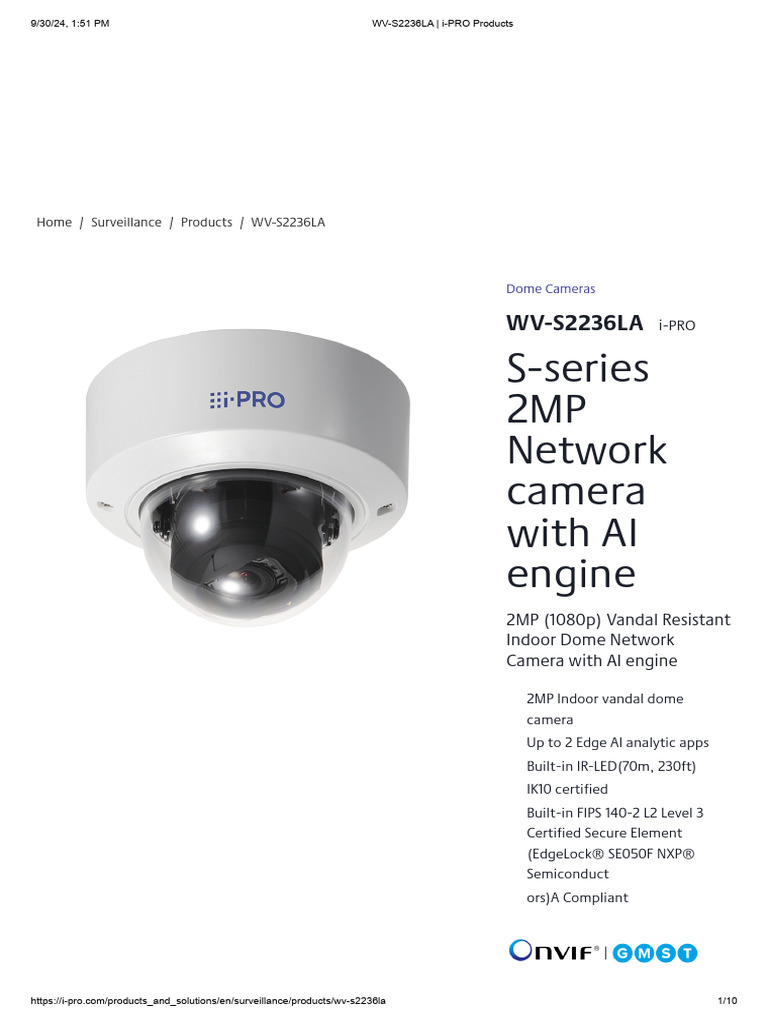 Wv-S2236la - I-Pro Products | PDF | Zoom Lens | Internet Protocol Suite