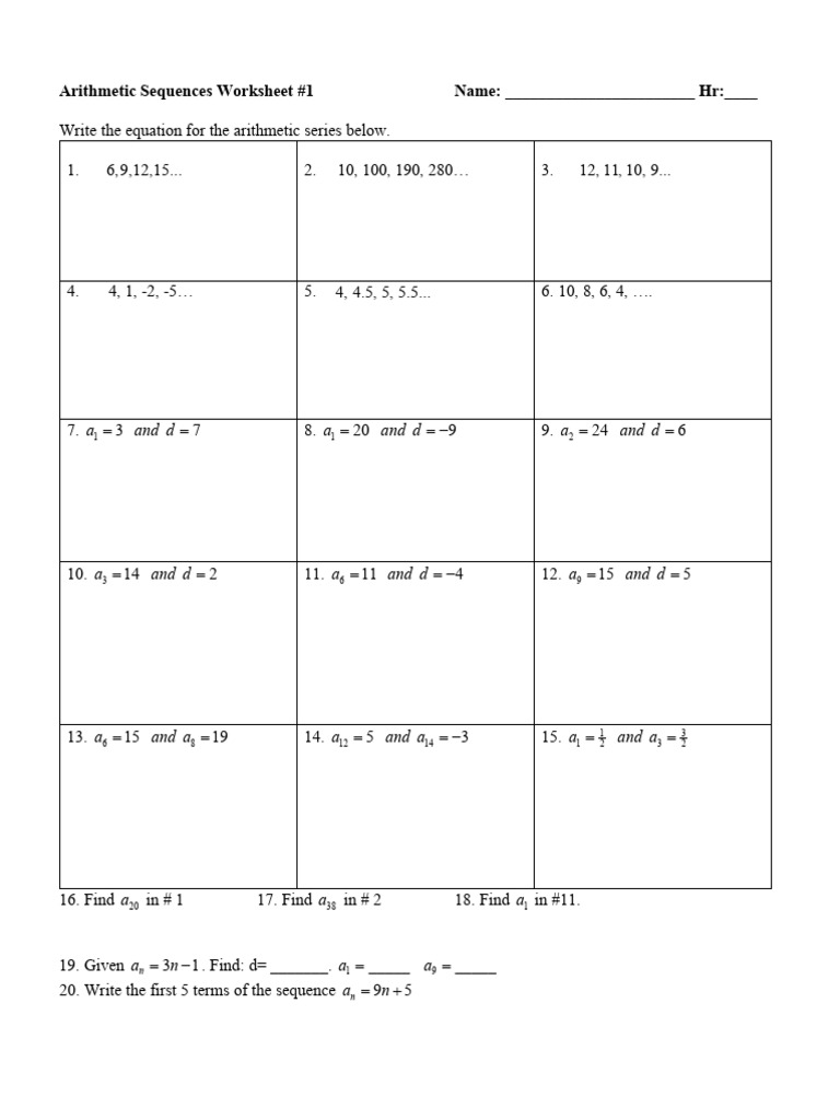Arithmetic Sequences, Series and Sigma Notation | PDF | Average ...