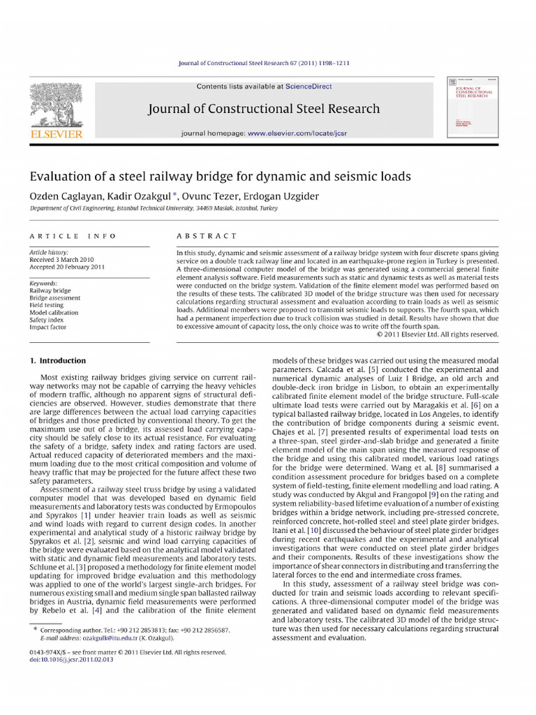 Evaluation of A Steel Railway Bridge For Dynamic and Seismic Load | PDF