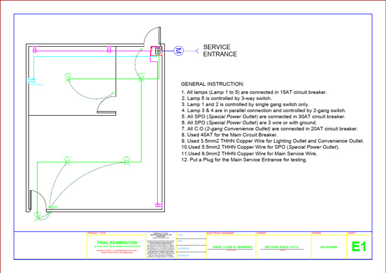 Bsce Euti311 Final Exam Section Bsce 3 Y1 2 | PDF | Electrical Wiring ...