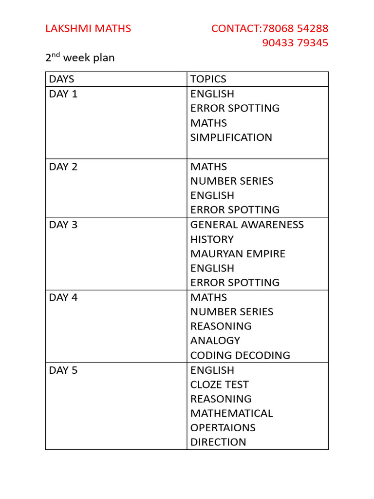 2nd Week Plan - 64455200 - 2025 - 07 - 12 - 21 - 05 | PDF