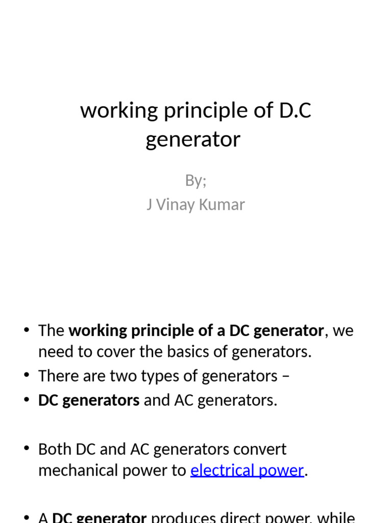 Working Princple of DC Generator | PDF