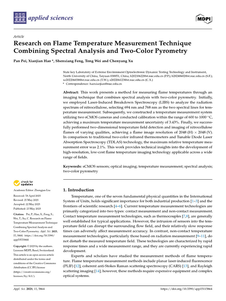 Flame Temperature Measurement via Spectral Analysis | PDF ...
