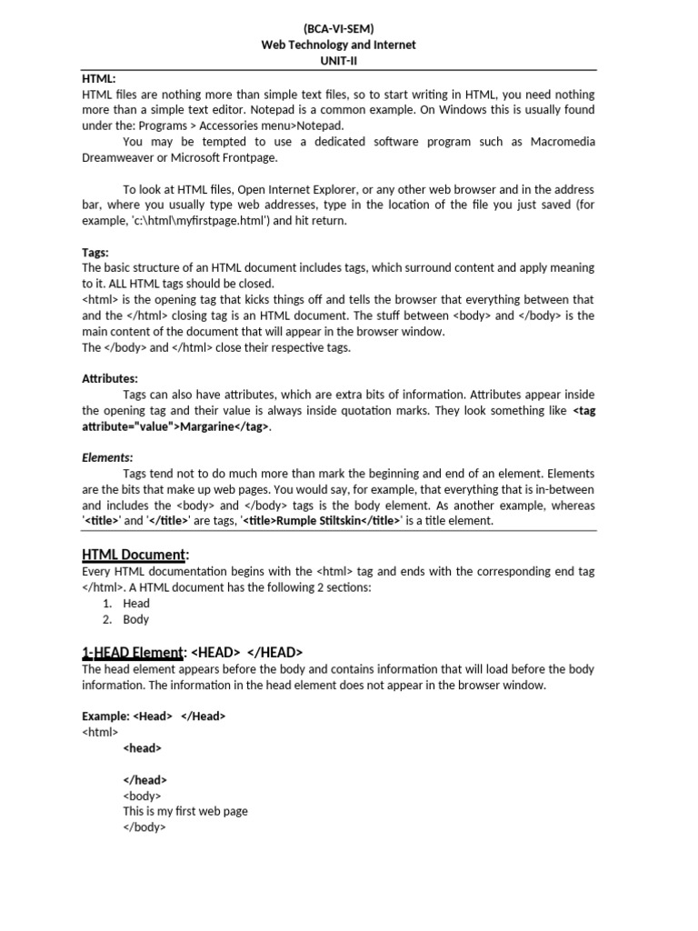 HTML Basics: Structure and Elements | PDF | Html Element | Html