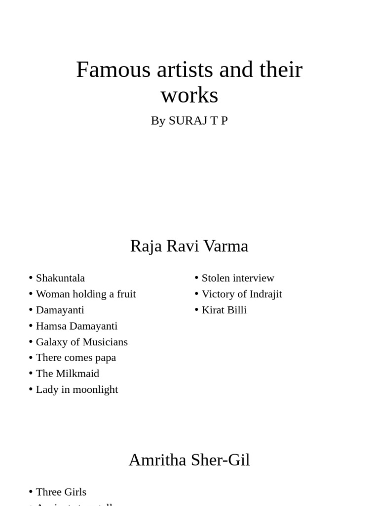 Famous Artists and Works | PDF | Vincent Van Gogh | Paintings
