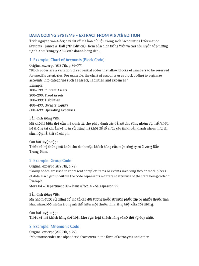 AIS7th Data Coding Extract | PDF
