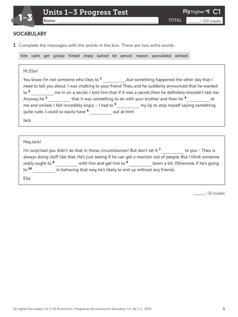 C1 Units 1-3 Progress Test Guide | PDF | Writing | Happiness