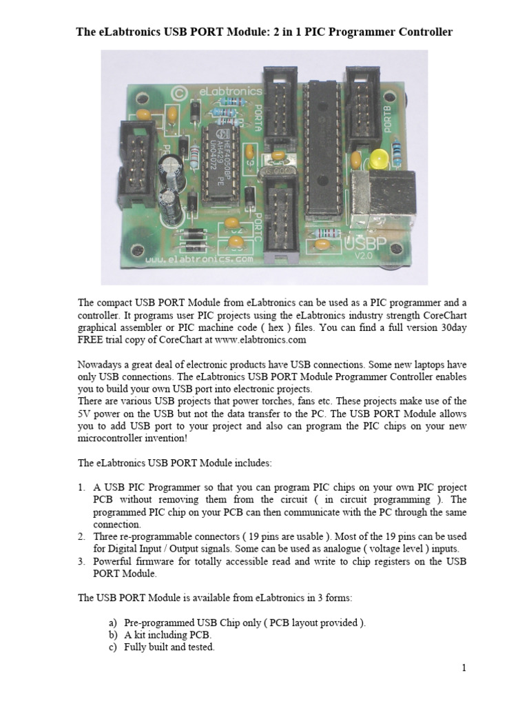 eLabtronics USB PORT Module Overview | PDF | Usb | Microcontroller