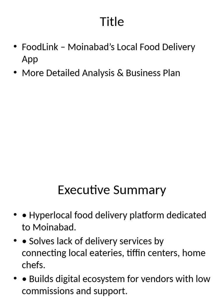 Moinabad Food Delivery App Business Plan | PDF