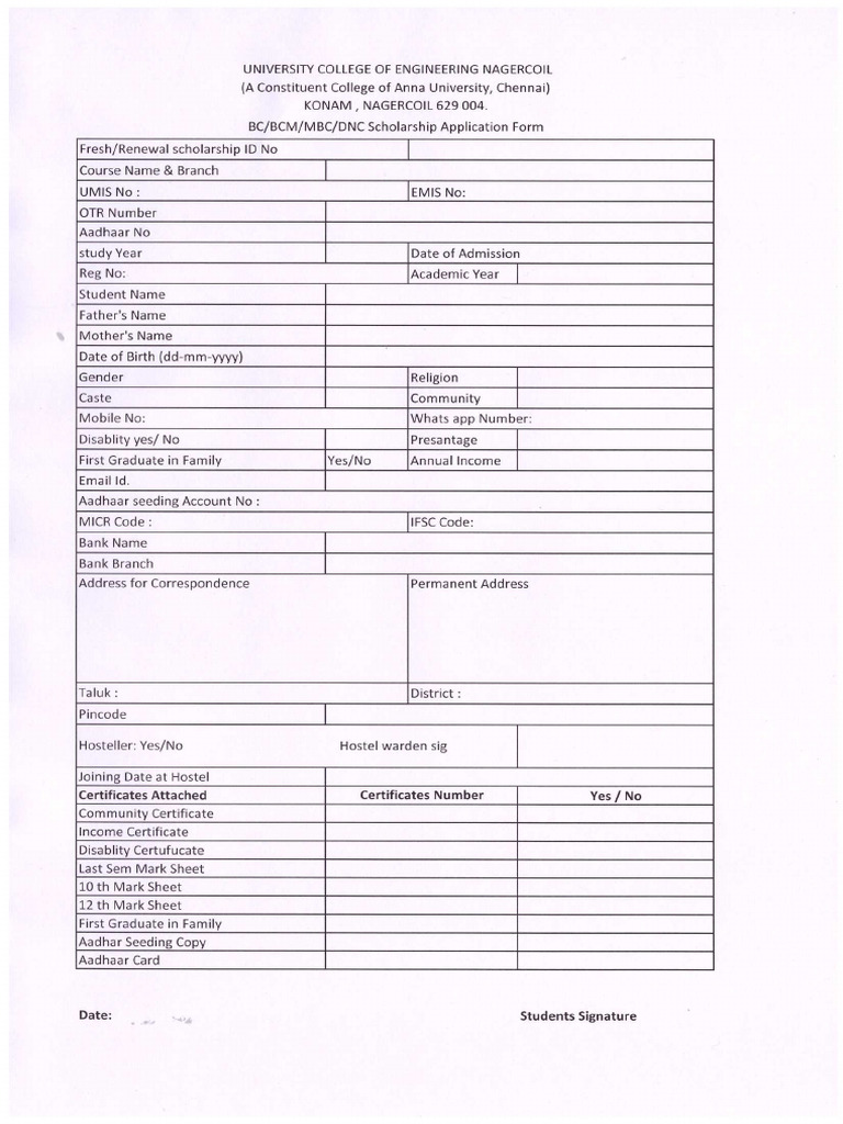 BC MBC DNC Fresh Form | PDF