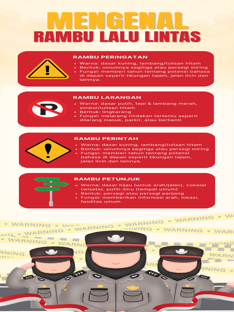 Kuning Merah Ilustrasi Rambu Lalu Lintas Infografis | PDF