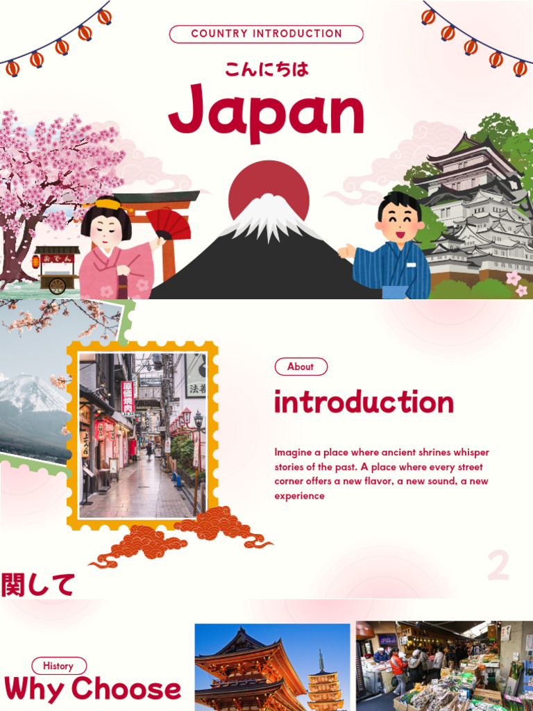 Red and White Illustrative Japan Country Introduction Education ...