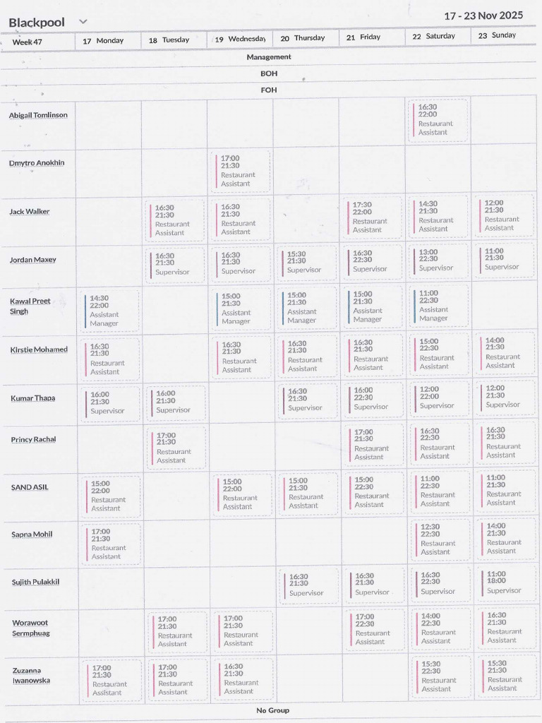Nov 17 Rota | PDF