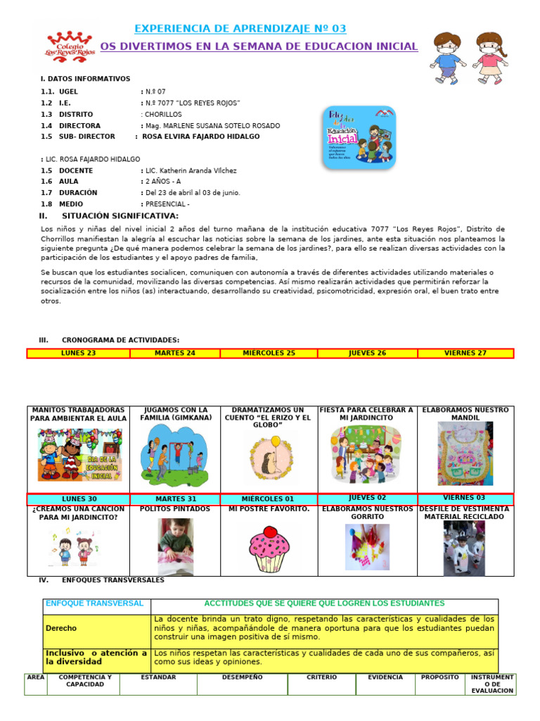 Celebración de Jardines en Educación Inicial | PDF | Educación de la ...