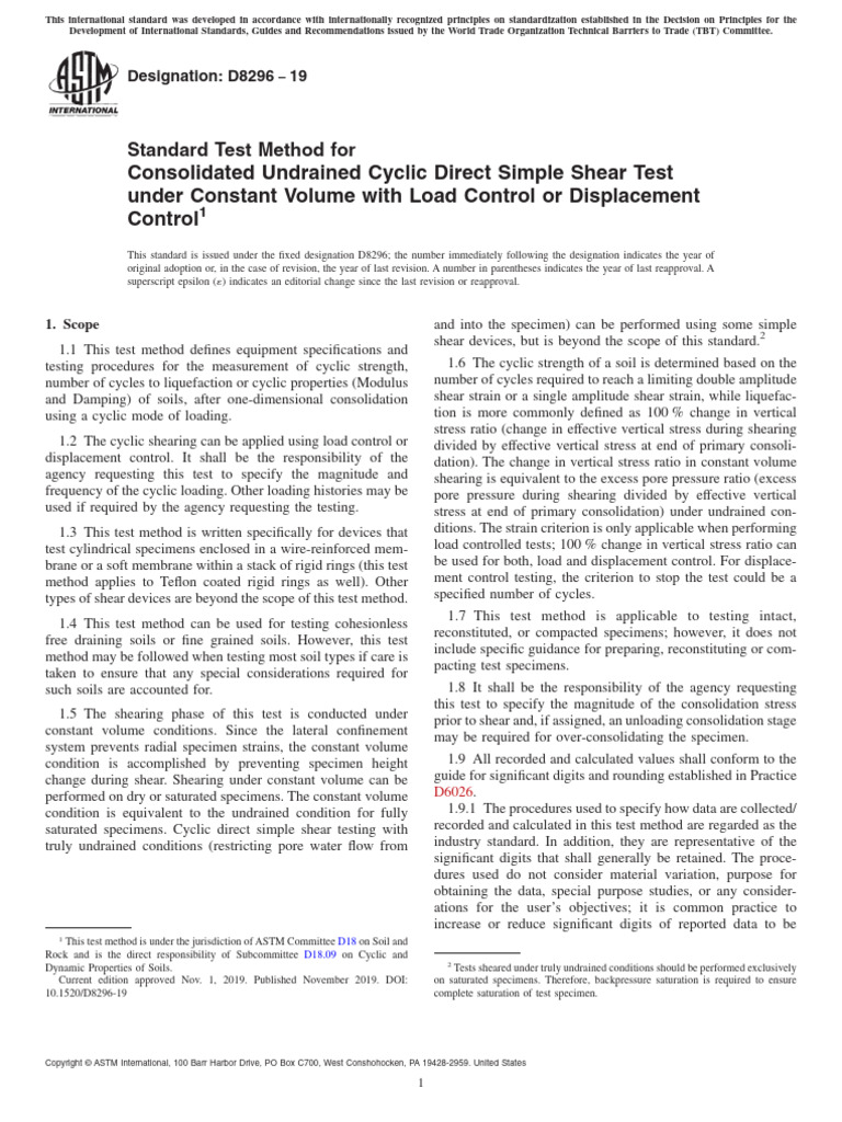 Cyclic Direct Simple Shear Test Standard | PDF | Stress (Mechanics ...