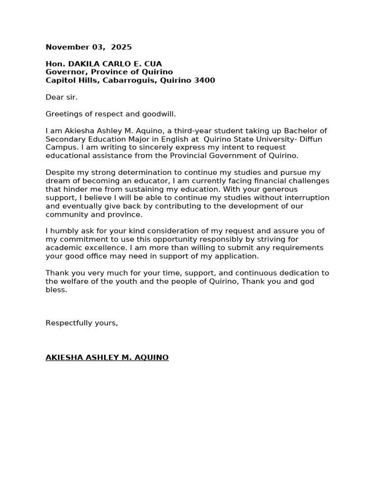 Request for Educational Assistance | PDF