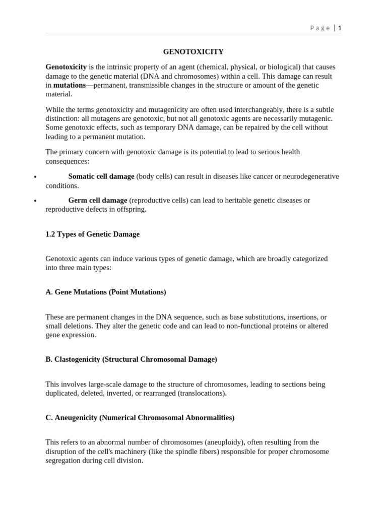 GENOTOXICITY | PDF | Dna Repair | Mutation