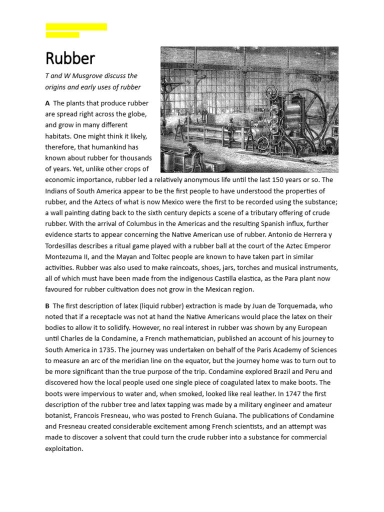History and Uses of Rubber | PDF | Natural Rubber