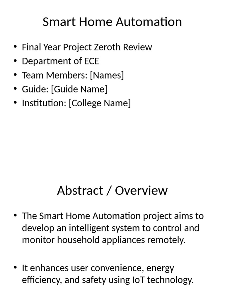 IoT-Based Smart Home Automation Project | PDF | Home Automation ...