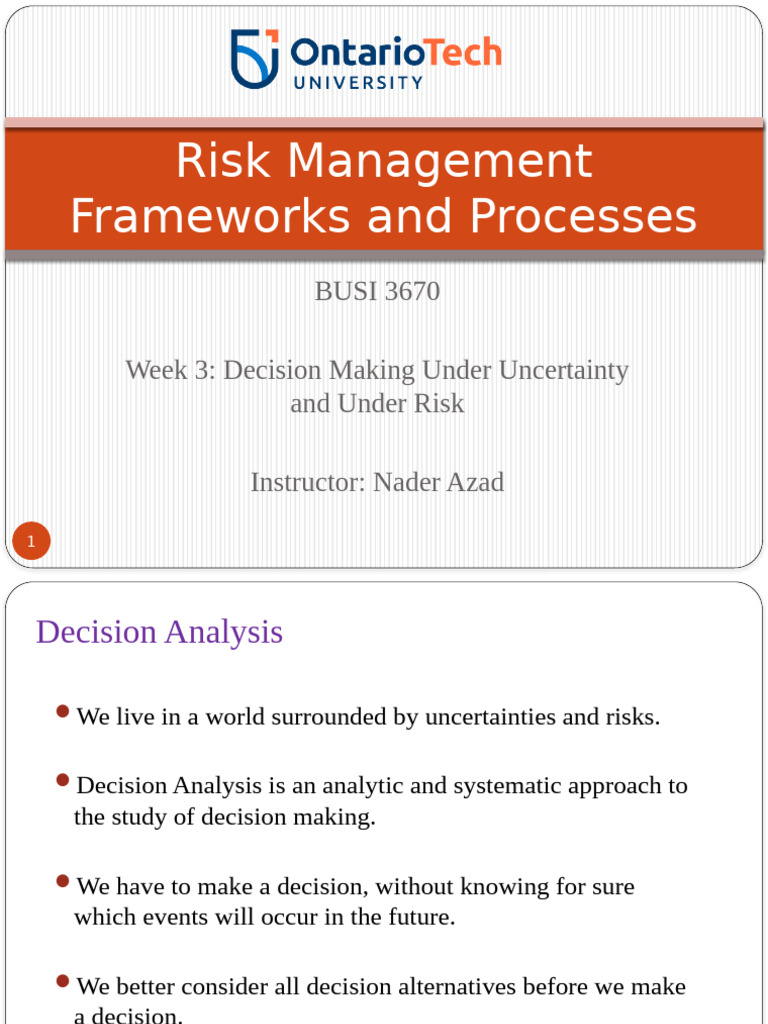 Risk MGMT - Week 3 | PDF | Risk | Decision Theory