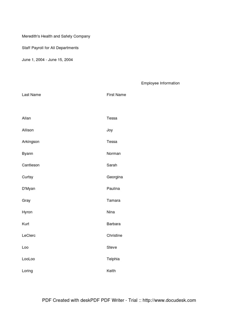 Meredith/'s Health Employee Roster | PDF