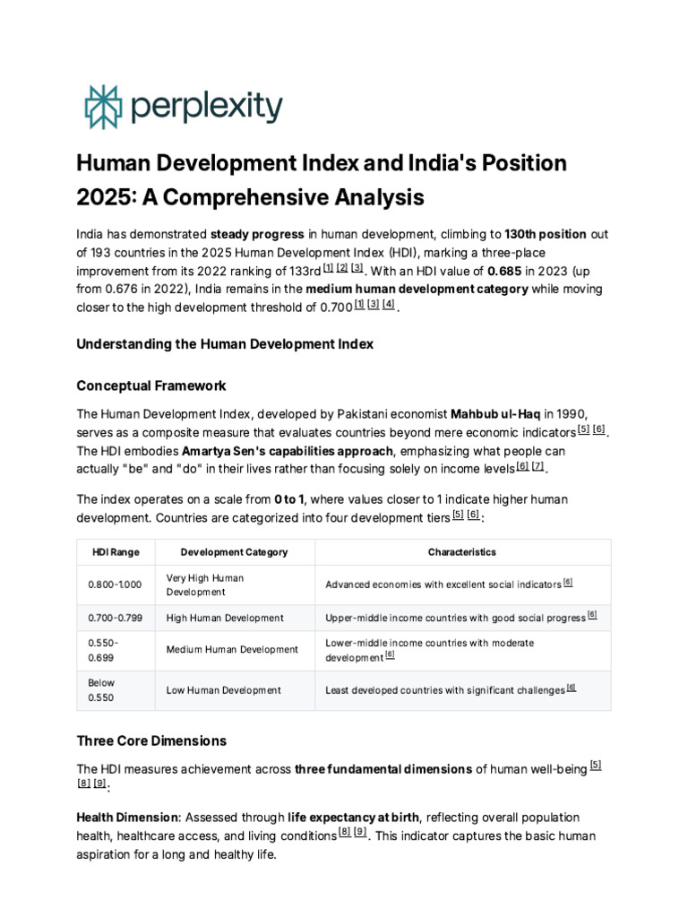 India's 2025 Human Development Index Progress | PDF | Human Development ...