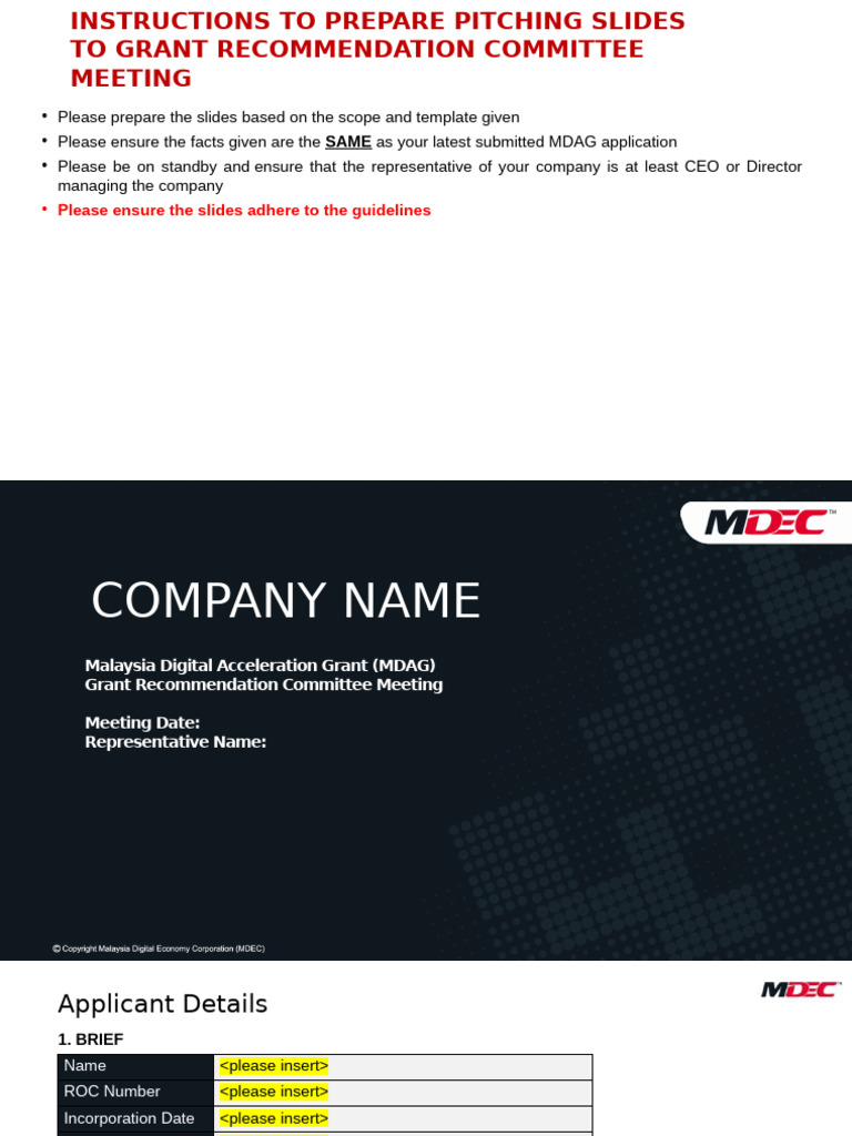 MDAG Pitching Slides Preparation Guide | PDF | Capital Expenditure ...