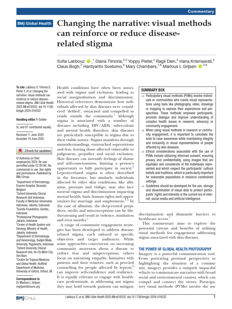 Visual Methods to Combat Disease Stigma | PDF | Informed Consent | Leprosy