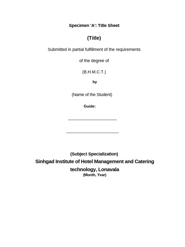 B.H.M.C.T. Title Sheet Template | PDF