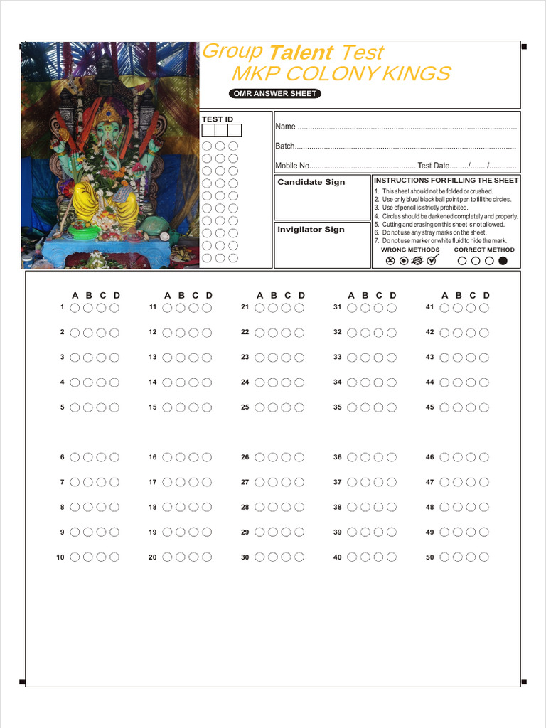 OMR Answer Sheet Instructions | PDF | Chess Openings | Chess