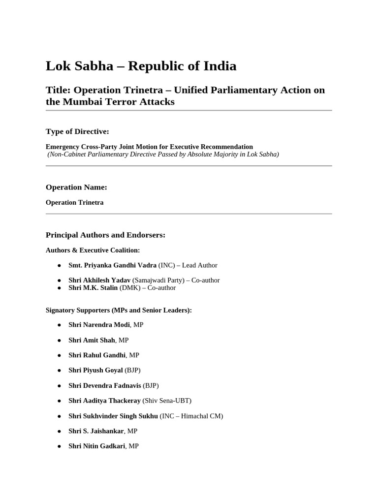 Directive - Operation Trinetra | PDF | Indian National Congress ...